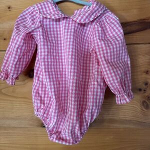 Beaufort Bonnet Company bodysuit pink and white checked 12-18 months